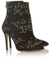 Thumbnail for your product : Charlotte Olympia Betsy embroidered suede ankle boots