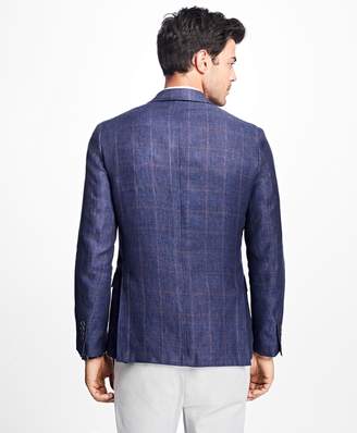 Brooks Brothers Two-Button Windowpane Linen Sport Coat