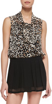 Thumbnail for your product : L'Agence Ascot-Neck Leopard-Print Chiffon Blouse