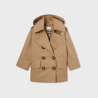 Burberry Childrens Cotton Twill Hooded Trench Coat