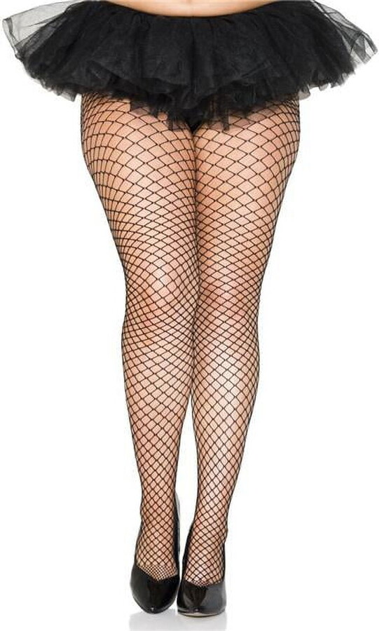 Music Legs Women’s Plus Size Mini Diamond Net Spandex Pantyhose – Black 9030Q-BLACK