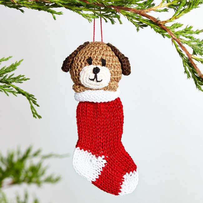 Crochet Dog in Stocking Ornament