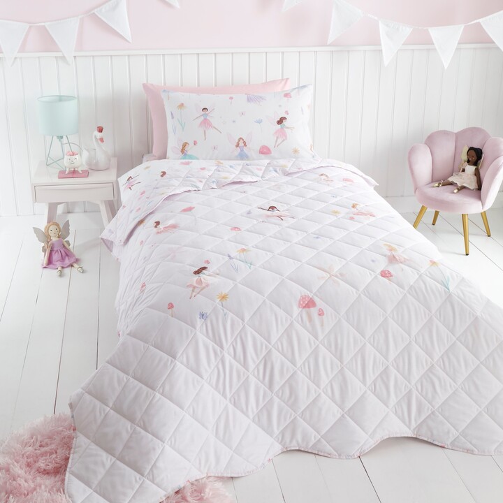 Dunelm Meadows Fairies Bedspread 150cm x 200cm Pink ShopStyle Quilts