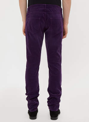 Saint Laurent Slim-Fit Corduroy Pants in Purple