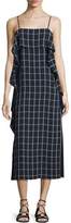 Thumbnail for your product : Elizabeth and James Marlee Sleeveless Ruffle-Trim Check Shift Dress, Royal/White