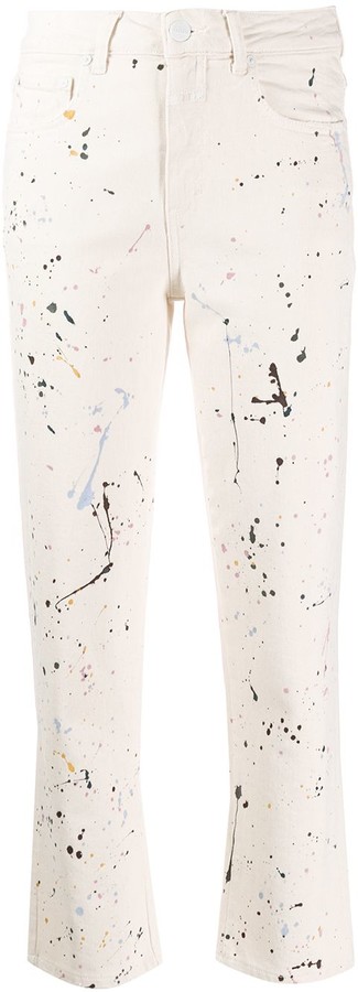 white paint splatter jeans