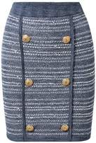 Thumbnail for your product : Balmain Jersey-trimmed Button-embellished Tweed Mini Skirt
