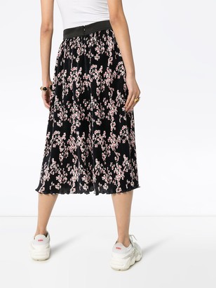 Paco Rabanne Pleated Floral Midi Skirt