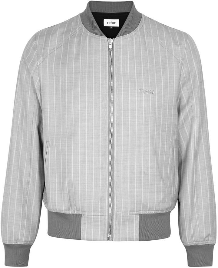 Frère FRERE Grey Striped Wool And Silk-blend Bomber Jacket - ShopStyle ...