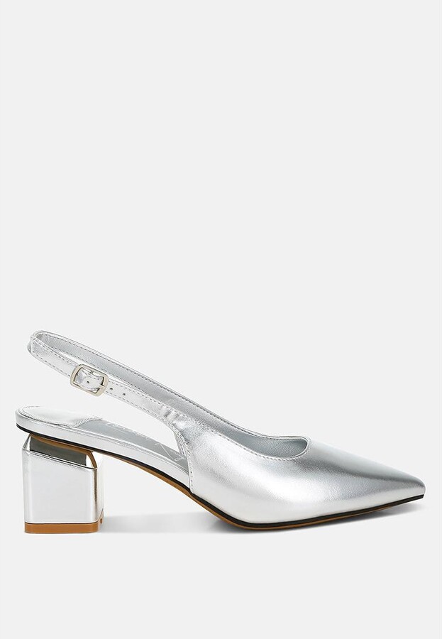Zofoya Metallic Faux Leather Slingback Sandals Women