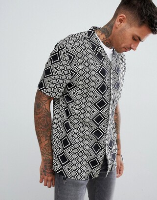 ASOS DESIGN regular fit geo-tribal print shirt - ShopStyle