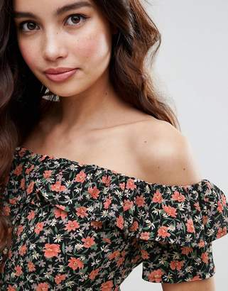 Fashion Union Off The Shoulder Romper In Floral