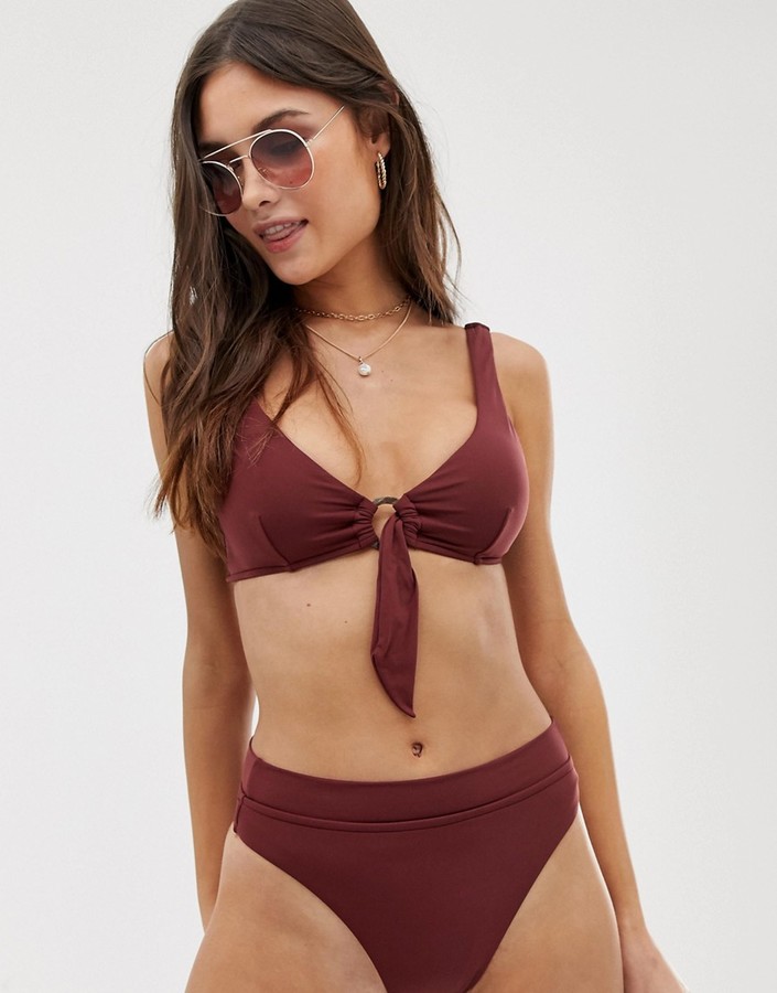 Van toepassing Republiek wijk Seafolly Active ring front crop bikini top in plum - ShopStyle Two Piece  Swimsuits