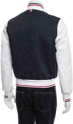 Thom Browne Leather-Accented Bomber Jacket