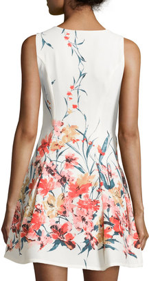 Romeo & Juliet Couture Sleeveless Floral-Print Fit-and-Flare Dress, Ivory Multi