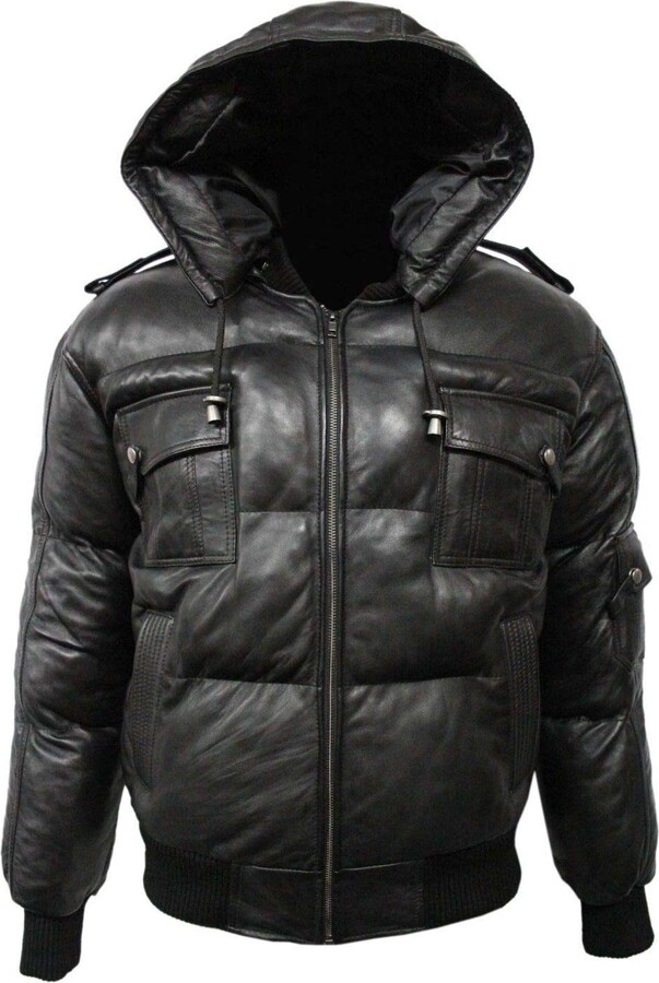 Leather And Boots Man 70's Bomber Style Green Glaze Hide Real Leather