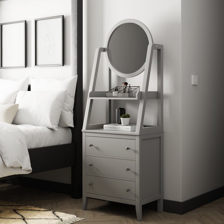 Dunelm Lynton 3 Drawer Standing Dressing Table with Mirror, Grey Grey