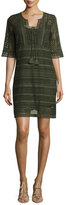 Thumbnail for your product : Figue Crocheted Lace Half-Sleeve Dress, Dark Green