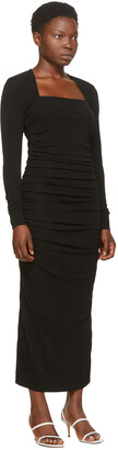 Ganni Black Draped Mid Length Dress