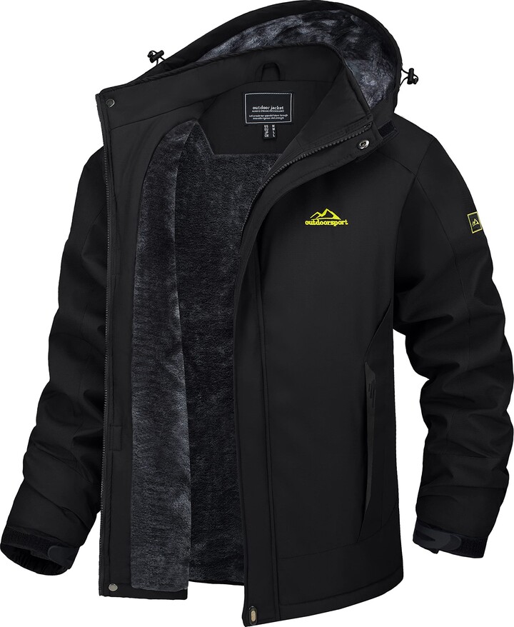 TACVASEN Fleece Jacket Mens Waterproof Hiking Jacket Winter Skiing ...