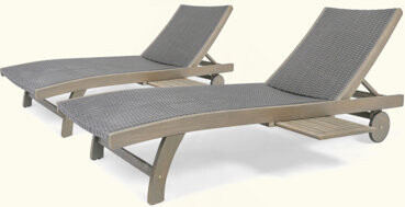 Arlmont & Co. Outdoor Chaise Lounge With Pull-Out Tray And Weather-Resistant Materials For Ultimate Relaxation 2Pcs