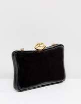 Thumbnail for your product : Lulu Guinness Patent Pillow Box Clutch Bag In Black & Gold