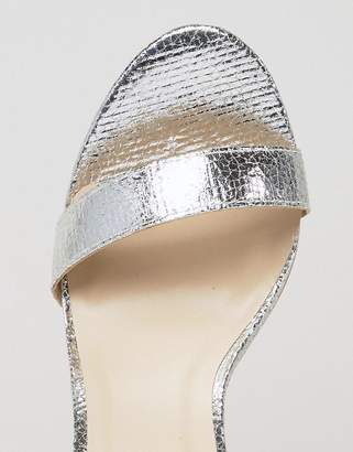 Glamorous Silver Patent Two Part Heeled Sandals