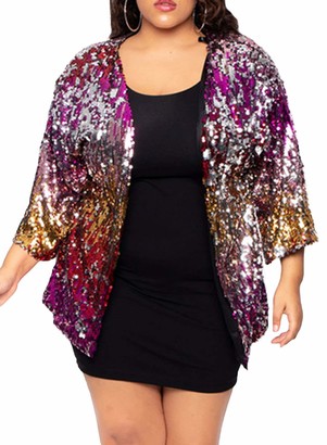 plus size sequin bomber
