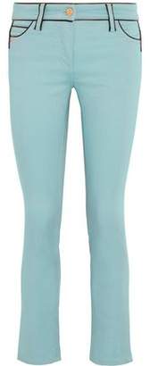 Roberto Cavalli Mid-Rise Faux Leather-Trimmed Skinny Jeans
