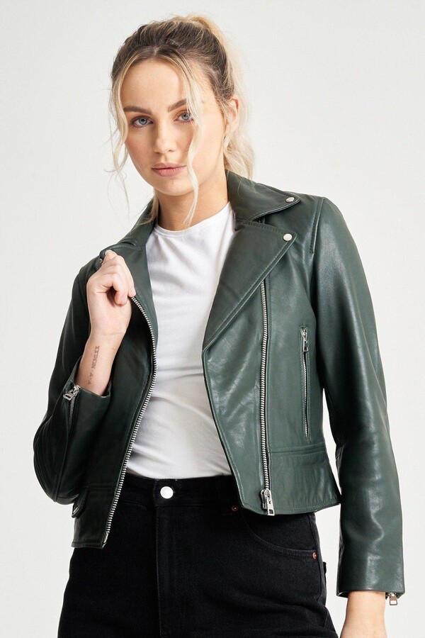 Barneys Originals Leather Biker Jacket - ShopStyle