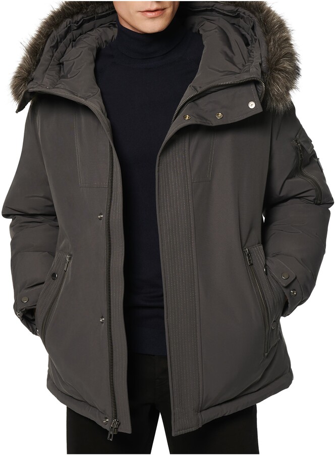 Andrew Marc Daytona Faux Fur Trim Hooded Down Snorkel Jacket