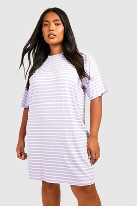 boohoo Plus Jersey Stripe T-shirt Dress - ShopStyle