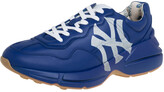 Thumbnail for your product : Gucci Blue Leather Rhyton NY Yankees Low Top Sneakers Size 41
