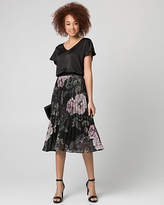 Thumbnail for your product : Le Château Floral Print Chiffon Pleated Skirt