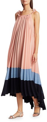 Issey Miyake Panorama Pleated High-Low Maxi Dress