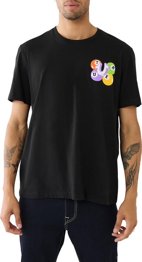 True Religion Billiard Buddha Relaxed Fit Puff Print Graphic T-Shirt