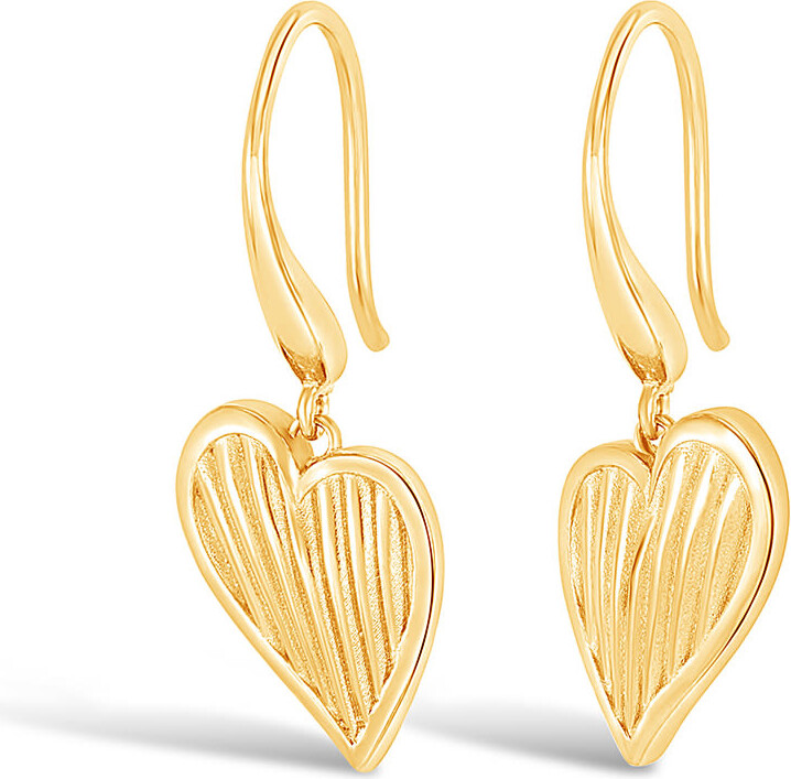 Dower & Hall Humbug Heart Drop Earrings In Gold Vermeil