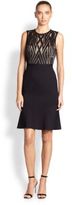 Thumbnail for your product : BCBGMAXAZRIA Fluted Mesh-Top Dress