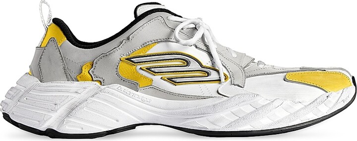 Balenciaga Men's Monday Sneakers - Grey White Yellow - Size 8