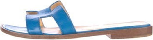 Hermes Leather Slides Blue
