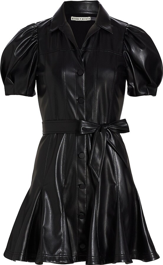 Alice + Olivia Leather Women's Black Dresses | ShopStyle