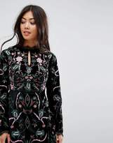Thumbnail for your product : Frock and Frill Allover Premium Embroidered Velvet Skater Dress