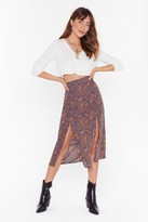 Thumbnail for your product : Nasty Gal Womens Plant Take Our Eyes Off You Floral Midi Skirt - Navy - 14