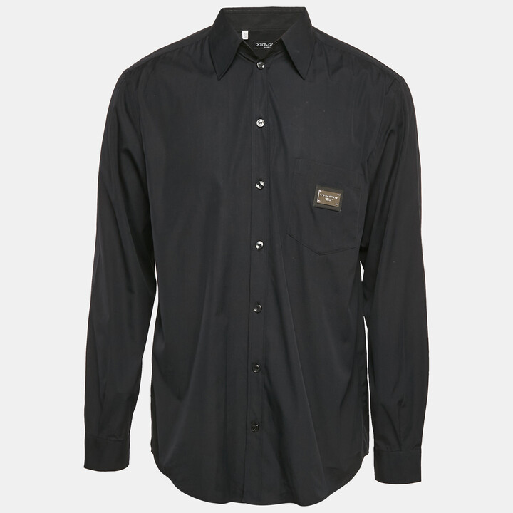 Dolce & Gabbana Black Cotton Long Sleeve Shirt L