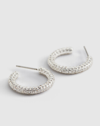 Witchery Women's Silver Hoop Earrings - Pave Crystal Hoops - Size One Size at The Iconic