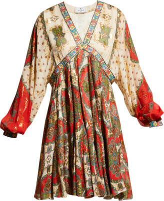 Etro Irima Paisley-Print Metallic Floral Jacquard Dress