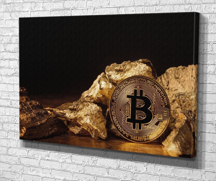 Bitcoin Gold Cryptocurrency Canvas Print Modern Floating Frame Wall Art