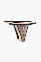 Thumbnail for your product : Cosabella Set of three stretch-mesh low-rise thongs