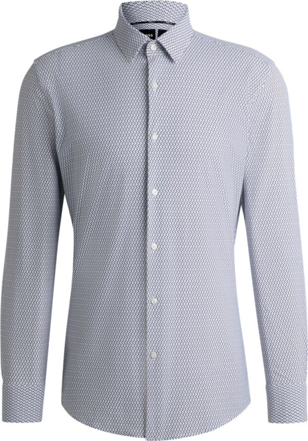 HUGO BOSS Slim-fit shirt in printed performance-stretch jersey