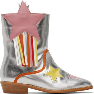 Stella McCartney Kids Silver Cosmic Star Cowboy Boots